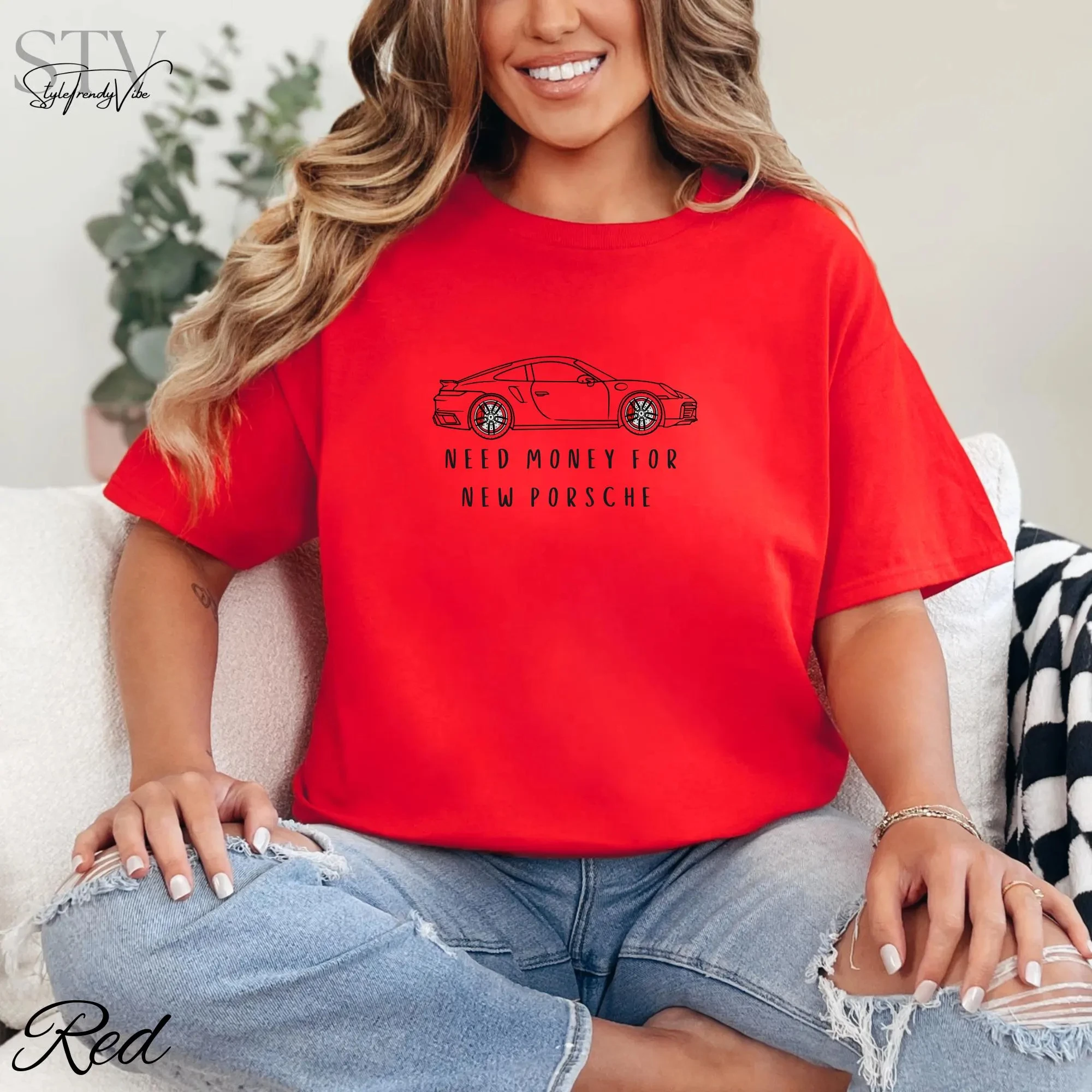2025 Need Money for New Porsche T Shirt Men Women Cotton Tees Short Sleeve Brand T-shirt High Quality Summer Y2k Tops Streetwear 4