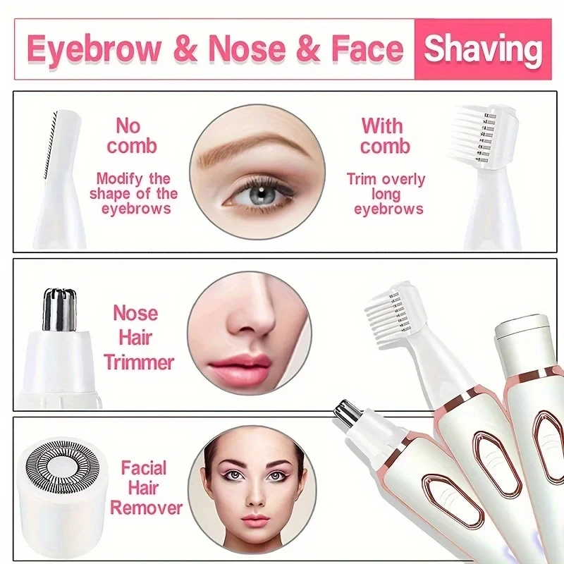 Xiaomi 4 In 1 Electric Lady Shaver Armpit Bikini Arm Leg Face Mustache Removal Painless Cordless Trimmer Razor Gifts Women 4