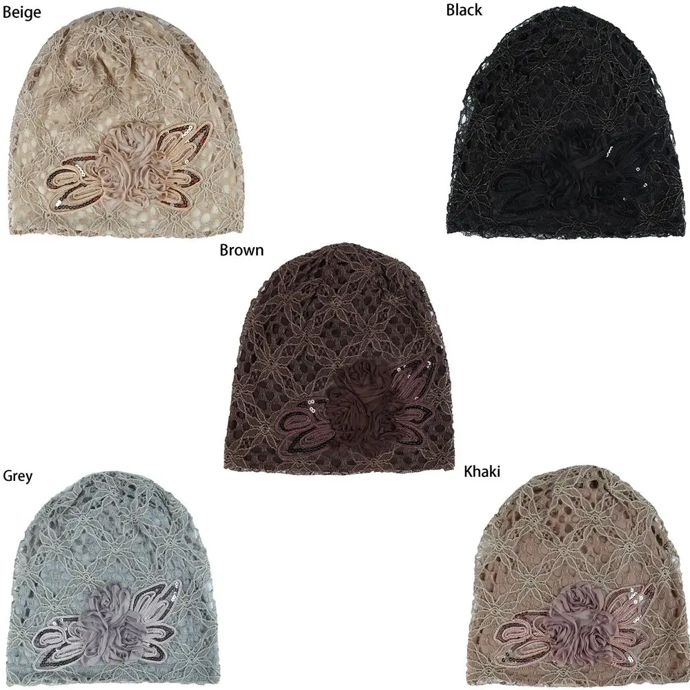 Fashion Lady Lace Floral Muslim Ruffle Cancer Chemo Hat Beanie Scarf Turban Head Wrap Cap Hat 6