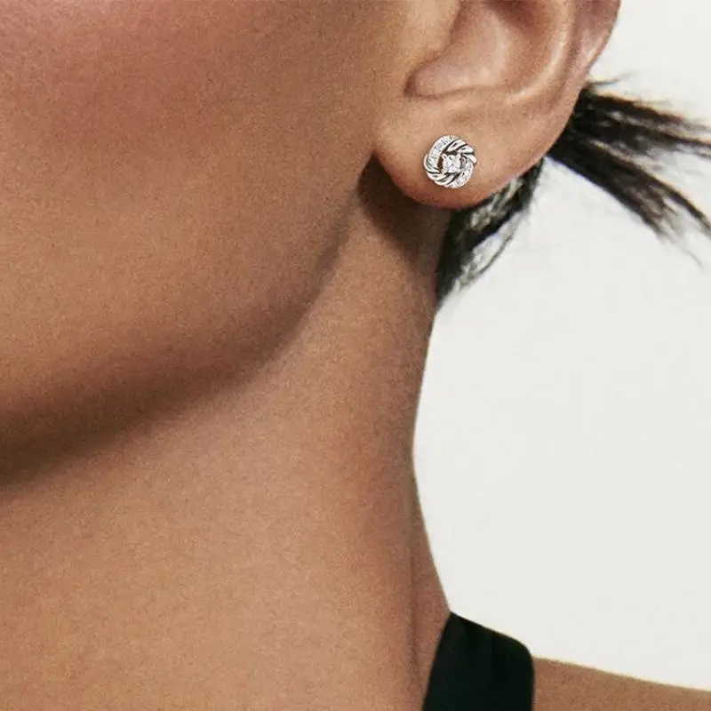 925 Sterling DY  Classic Lady Earrings 8MM Pop Fashion Label 2023 Gold-Plated Silver Buckle Birthday Gift