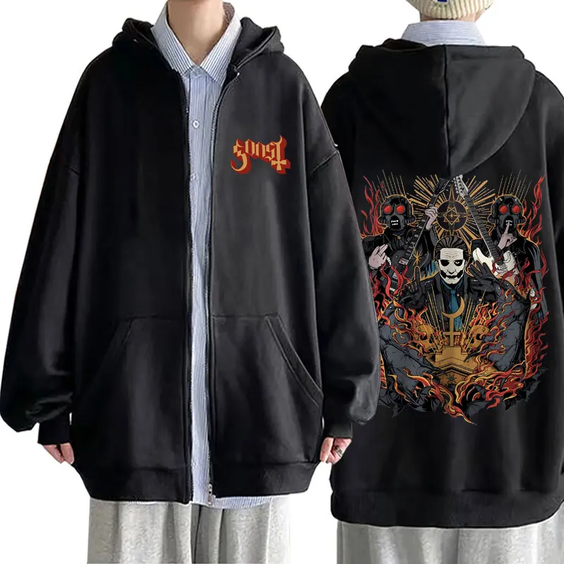 Limited Ghost Band Zipper Hoodie Male Gothic Streetwear Mens Oversized limited-ghost-band-zipper-hoodie-male-gothic-streetwear-mens-oversized