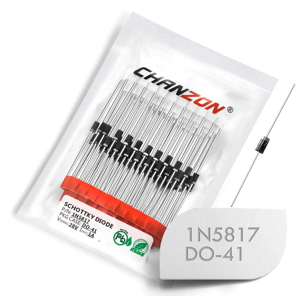 100 Pcs 1N5817 Schottky Barrier Rectifier Diodes 1A 20V Do-41 Axial 1N ...
