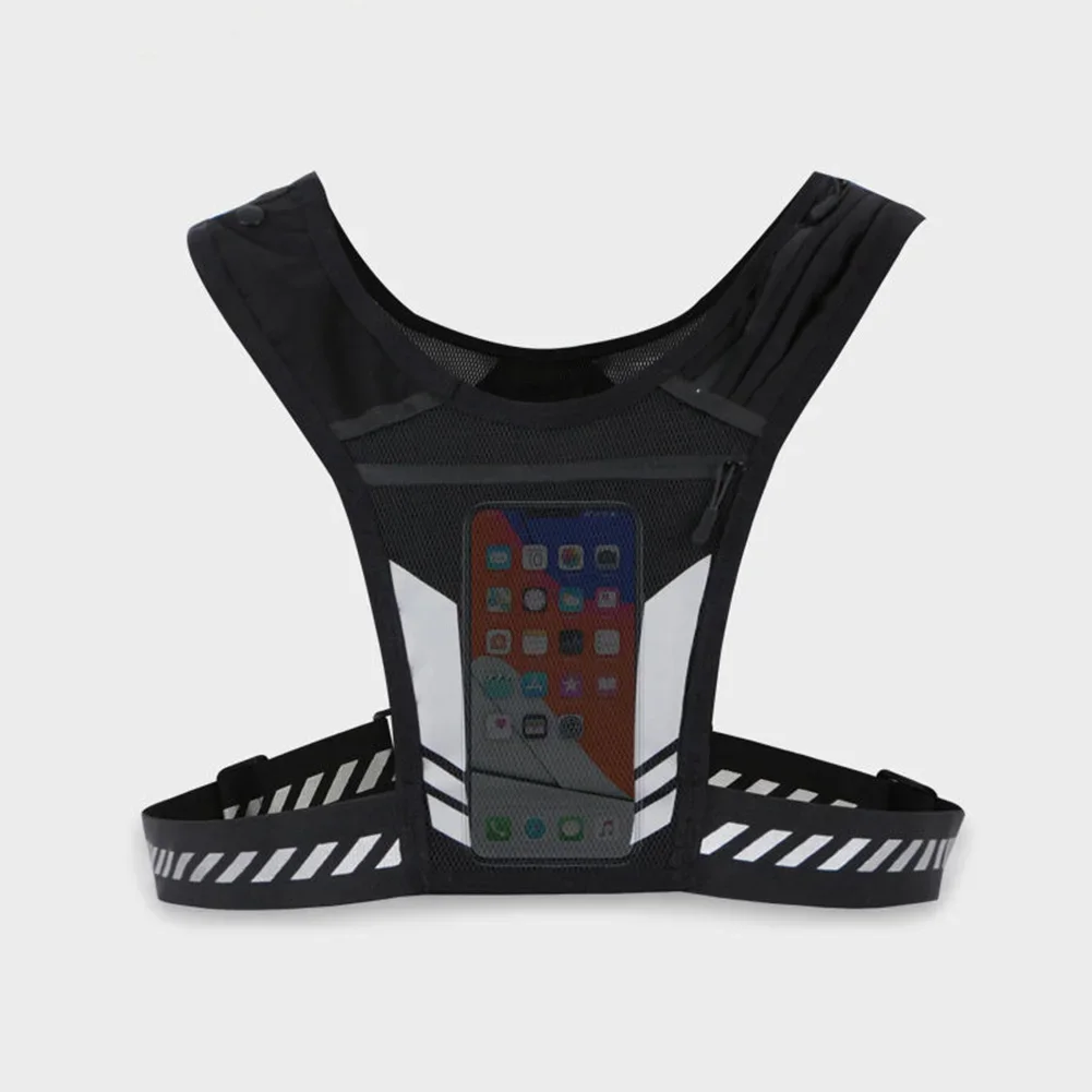 Running Phone Holder Vest Breathable Mesh Cycling Vest Unisex Adjustable Buckle Running Chest Pouch Elastic for Men Women