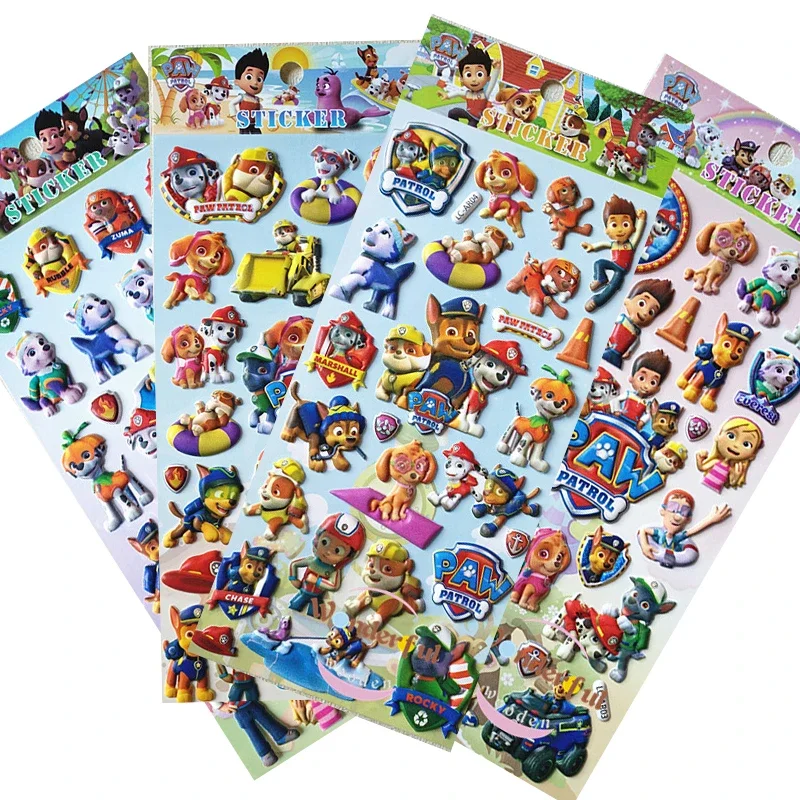 Paw Patrol Dog Toy Stickers 3D Children'S Anime Cartoon Tattoo Stickers Bubble Paste Addensare The Reward Stickers Giocattoli Per Bambini Regali