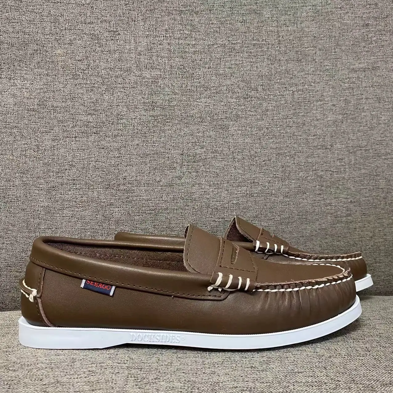 SEBAGO Men Homme Authentic Docksides Shoes - Premium Leather Moc Toe Lace Up Boat Shoes 163A