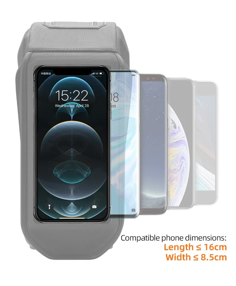 Bike Bag 1.7L Phone Bag Waterproof Front Frame Tube Bag Touch Screen Phone Holde