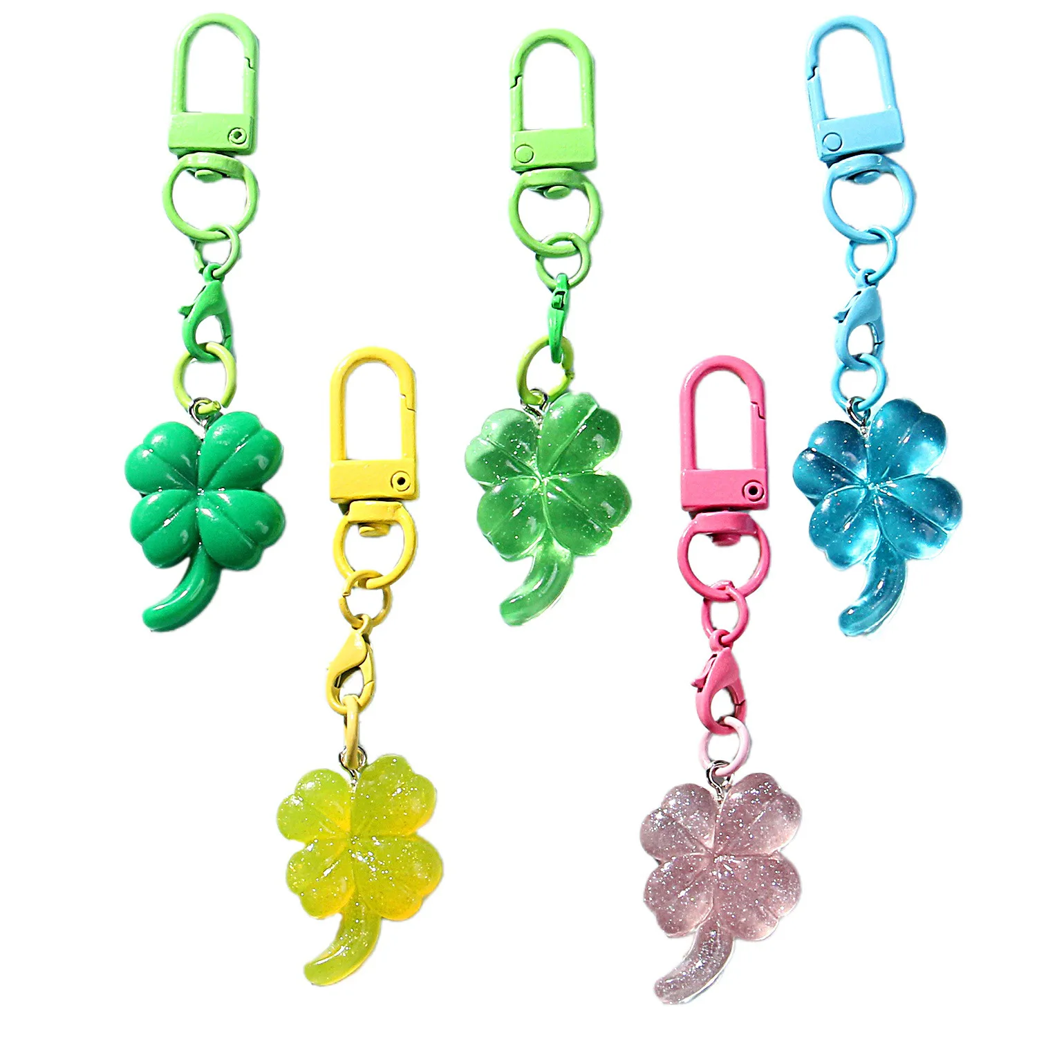 Lucky Four-Leaf Clover Keychain - Transparent Small Pendant Bag Charm, Cute Gift for Good Fortune