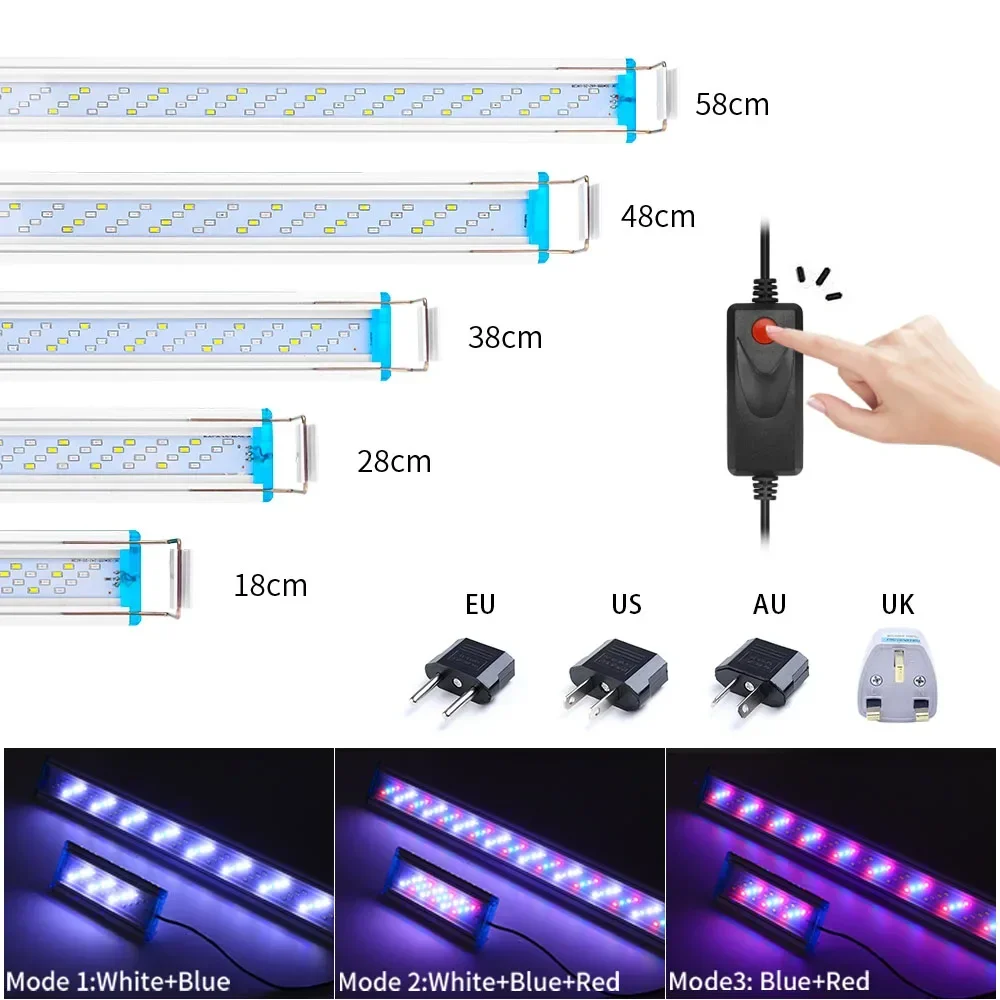 Fish Lamp 18-71CM Ultra-thin Aquarium Light 3 Mode LED Plant Lighting 90-260V 5730 Chip Aquatic Water Grass Growing aquarium light led lamp aquarium lamp