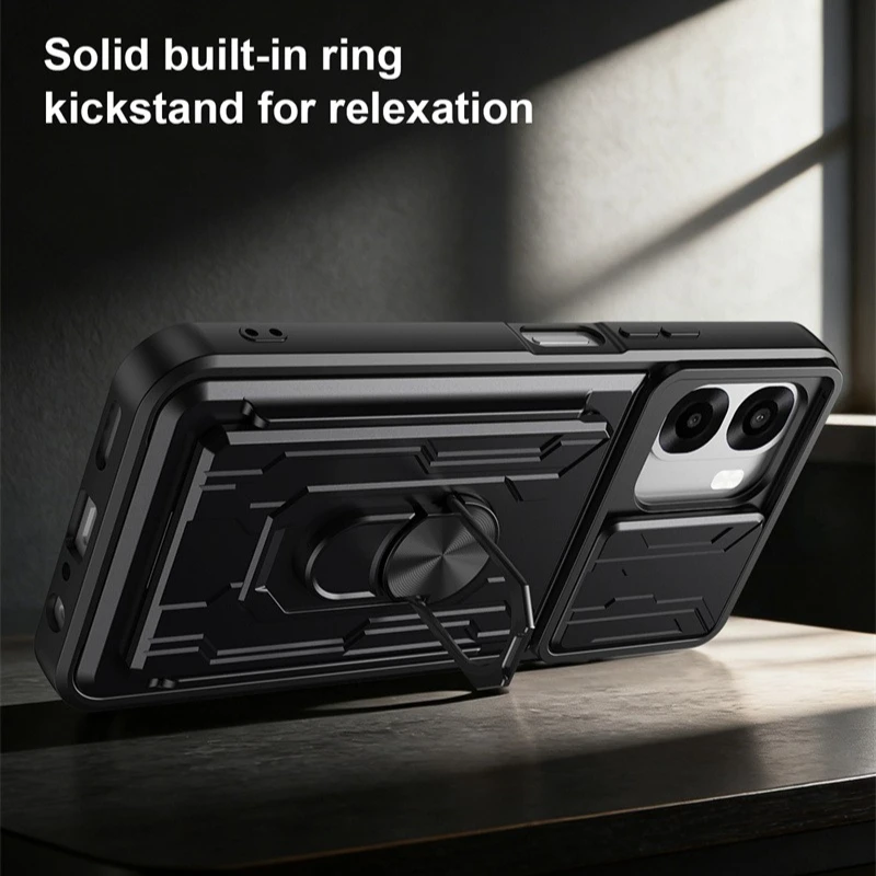 Kickstand Armor Case with Card Slot and Ring Stand Holder