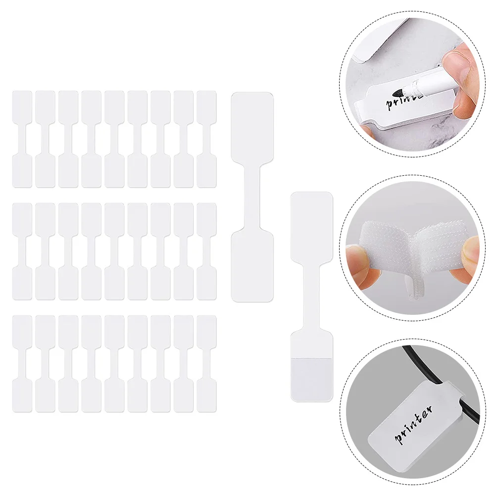 

100 Pcs White Cable Label Writable Organizer Blank Cord Labels Stickers Managing Self-adhesive Tamper Tags