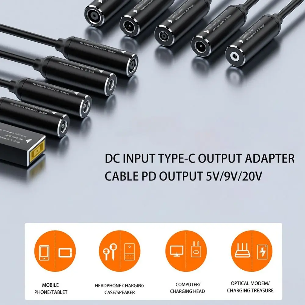 PD 65W Type-C To DC Jack Charging Cable DC Input PD Output To Type-C Charging Cable Automatic Recognition 5/9/20V