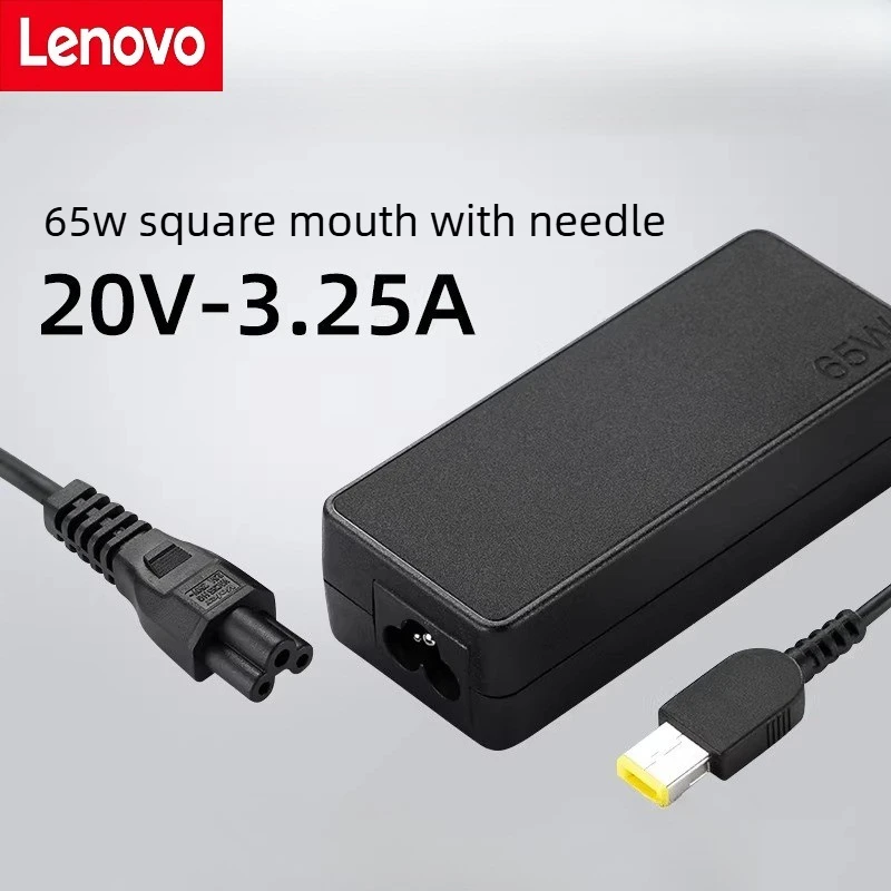 T450 T450s T460 T470 T470s에 적합한 사각형 입구와 니들형 커넥터가 있는 레노버 65W 20V-3.25A 노트북 전원 어댑터