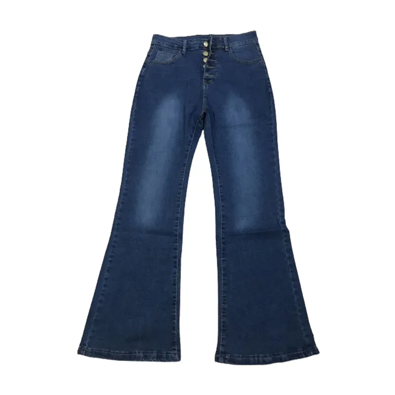 Women High Waist Sexy Slim Fit Hip Lift Flared Jeans Female Casual Office Commuter British Style Denim Pants Streetwear Trousers