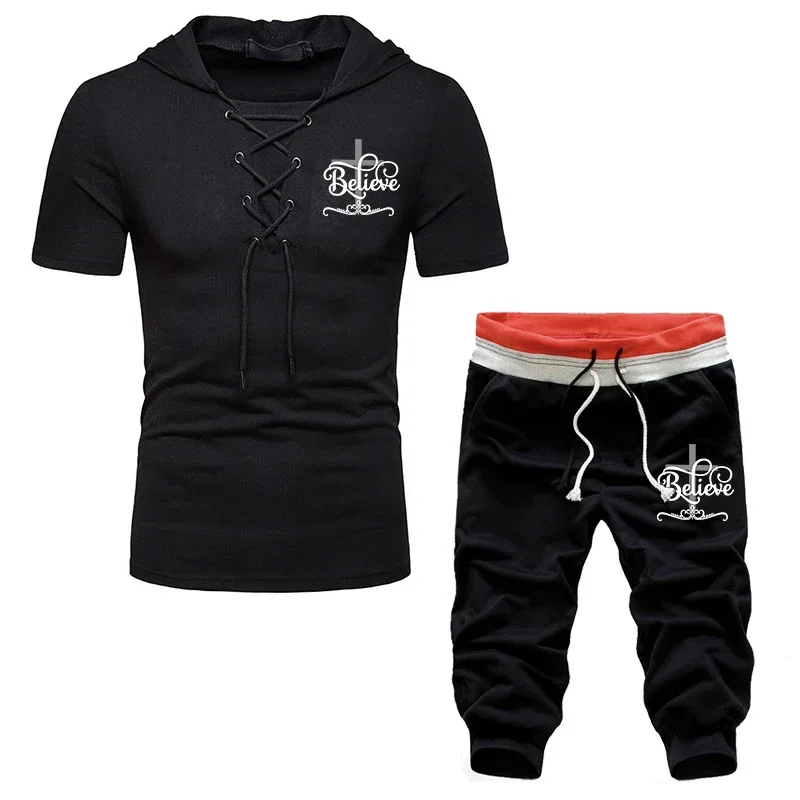 

Футболка мужская с V-образным вырезом, Повседневная рубашка с коротким рукавом и капюшоном, стиль викингов, лето 2023