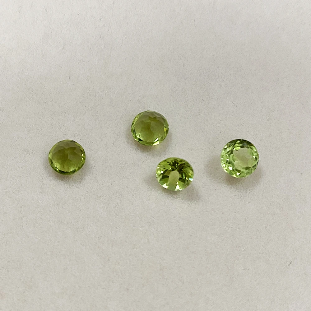 100% Natural Loose Stone 7X7mm 1.4ct Round Cut Olivine Peridot Gemstone for Earring Ring Necklace DIY Jewelry Making Accessory loose gemstones