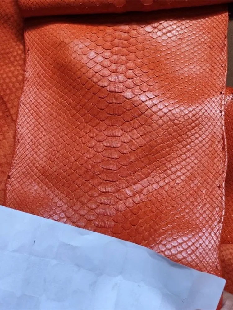 Orange Python Skin DIY Handmade For Wallet Phone Case Belt Soft Genuine Leather Accessories Materials