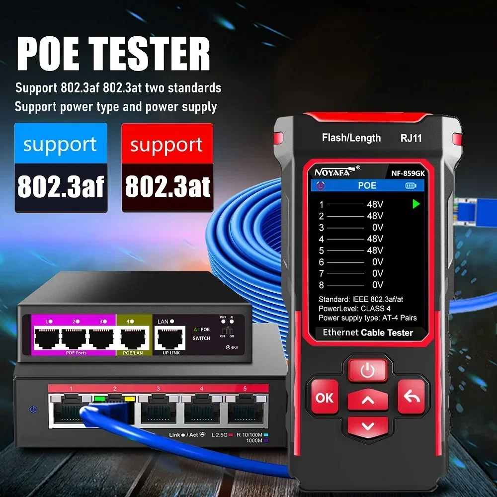 Network Tester NF-859GK Circuit Breaker Finders IP Scanning PING Line Finder Red Light Single Head Crimping Length Breakpoint