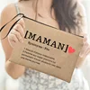 Women Cosmetic Bag Neceser Makeup Bags Maman Tata Soeur Amie Definition Print Linen Zipper Pouch Travel Toiletry Organizer Gifts 3