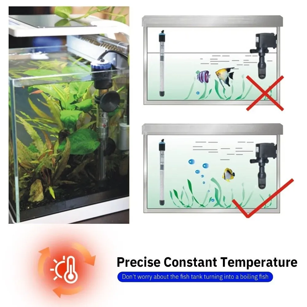 Automatic Fish Tank Heating Rod Explosion-proof Precise Control Aquarium Heater with Sucker High-Efficiency Submersible Heater