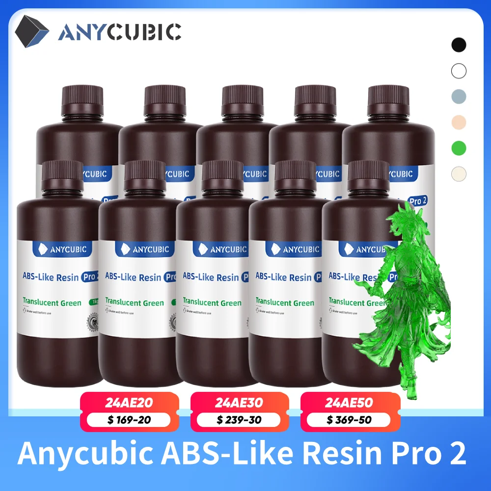 Anycubic 10Kg Aggiornato Abs-Like Pro 2 Stampante 3D Durezza E Tenacità Della Resina 405Nm Fotopolimero Standard A Polimerizzazione Uv