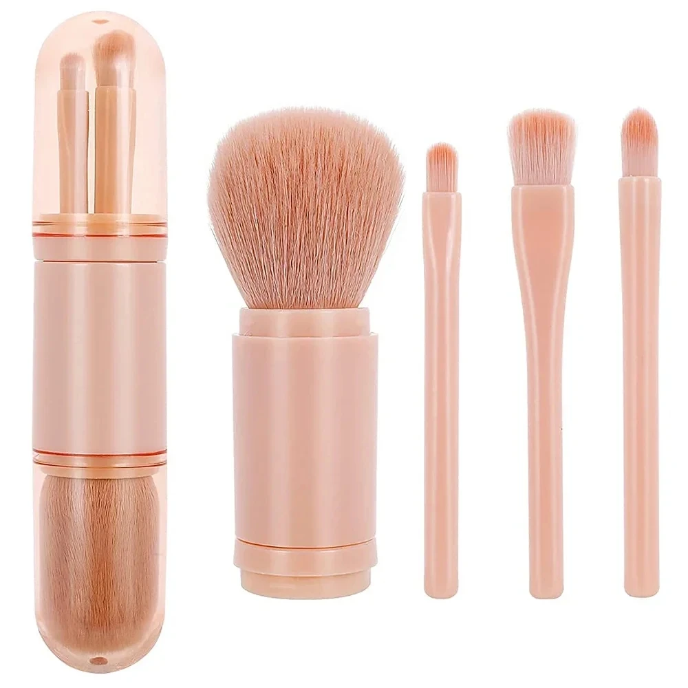 Beauty Cosmetics Brush Set 4 in 1 With Soft Bistles Eye Shadow Foundation Brush Portable Retractable Travel Brushes Make Up Tool