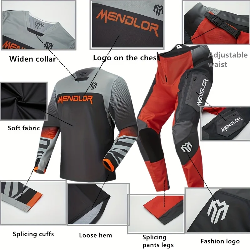 MENDLOR Mx Knitted Pants Set Off Road Motorcycle Mountain Bike Combination Racing Motorcycle Adult Set motocross gear set