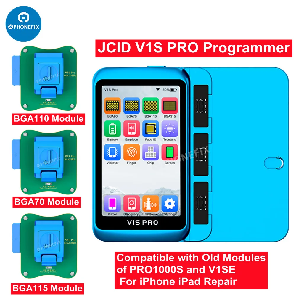 

JC JCID V1S PRO NAND Flash Programmer for BGA315/110/70 HDD SN Data Read Write Rear Camera Face ID Repair for iPhone 6-14PM iPad