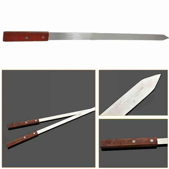 Acél Bbq Széles Villák Fa Fogantyú Sült Húsvilla Barbecue Szerszámok Kiegészítők Konyhai Kemping Nyárs Brazil J9T9 - Image 2