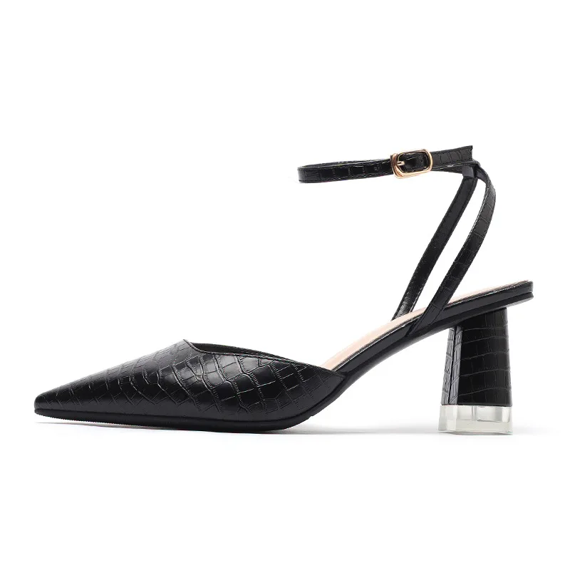 thumbnail image 1 of 2022 nuevos zapatos de tacón alto con tiras en el tobillo para mujer, zapatos de tacón alto con punta puntiaguda, zapatos de moda para mujer, 1 of 4
