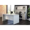 L-Shaped Executive Office Desk with Pedestal and Hutch，Desk with 3 Storage Cabinets， Executive Office Desk 3