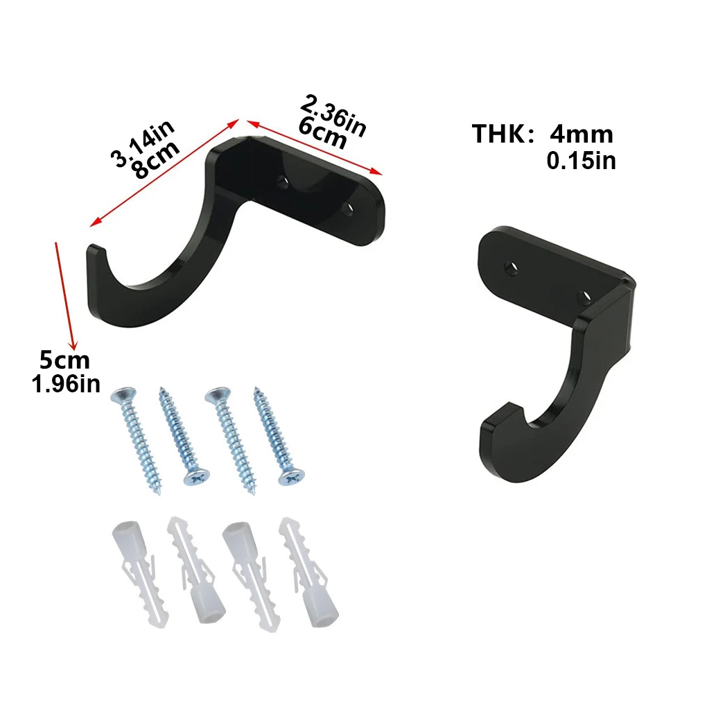 2 Pairs Acrylic Baseball Bat Wall Mounted Holder Softball Bats Display Organizer Rack Living Room Store Collection Bracket baseball bat