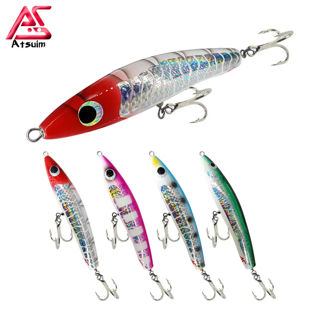 

AS Swim Trolling Cast Stickbait TopWater Lure Fishing 65g120g Wooden GT Tuna Pencil Artificial Floating Long Casting Wobblers