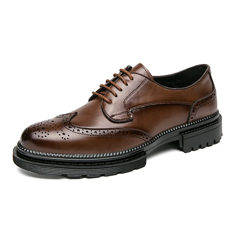 Oxford Shoes Genuine Calfskin Leather Brogue Dress Shoes Classic Business Formal Man Handcrafted Mens