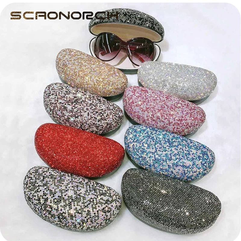 

Glitter Glasses Case Sparkling Rhinestones High Grade Sunglass Case Eyeglass Cases Strong Sunglasses Box Bling Desk Orgenizer