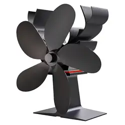 Christmas Wood Burner Fireplace Fan 5 Blade Logs Stove Fan Lightweight Multifunctional 7x3.5x7inch Low Noise Black Color