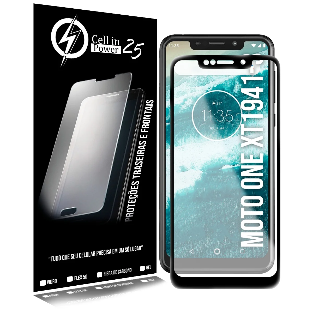 Capa Case Anti Shock E Pel cula De Vidro 3d compativel Moto One XT1941 capa-case-anti-shock-e-pel-cula-de-vidro-3d-compativel-moto-one-xt1941