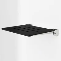 18 Inch Silhouette Slimline Folding Wall Mount Shower Bench Seat, Matte Black Seat with Silver Sturdy Aluminum Frame 1
