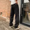 Pearls Black Wide Jeans Men Street Wear Mid Rise Heavy Weight Pants Man New Y2k Trousers 4