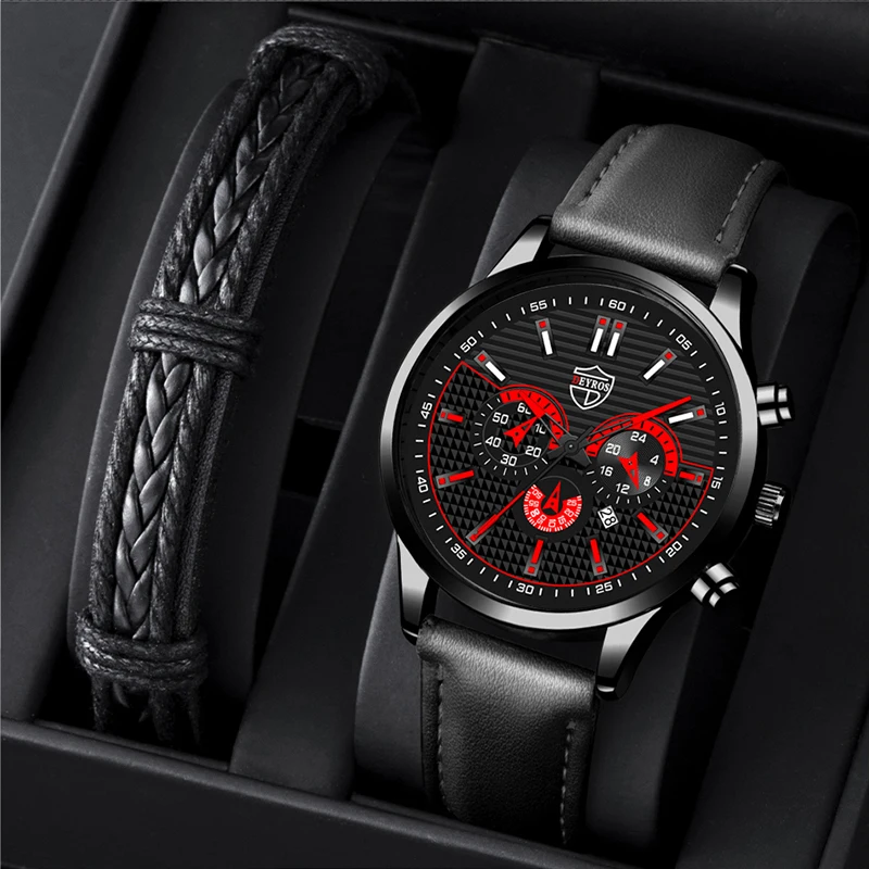 

Sdotter 2022 reloj hombre Top Mens Business Leather Quartz Wristwatch Luxury Fashion Men Watches Calendar Date Bracelet Strap