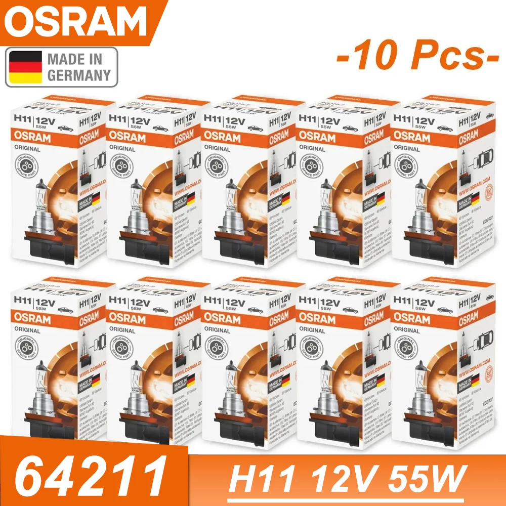 OSRAM Original H11 12V 55W 64211 PGJ19-2 Line Автомобильная галогенная фара, автомобильная лампа 3200K, стандартная лампа OEM, сделано в германии