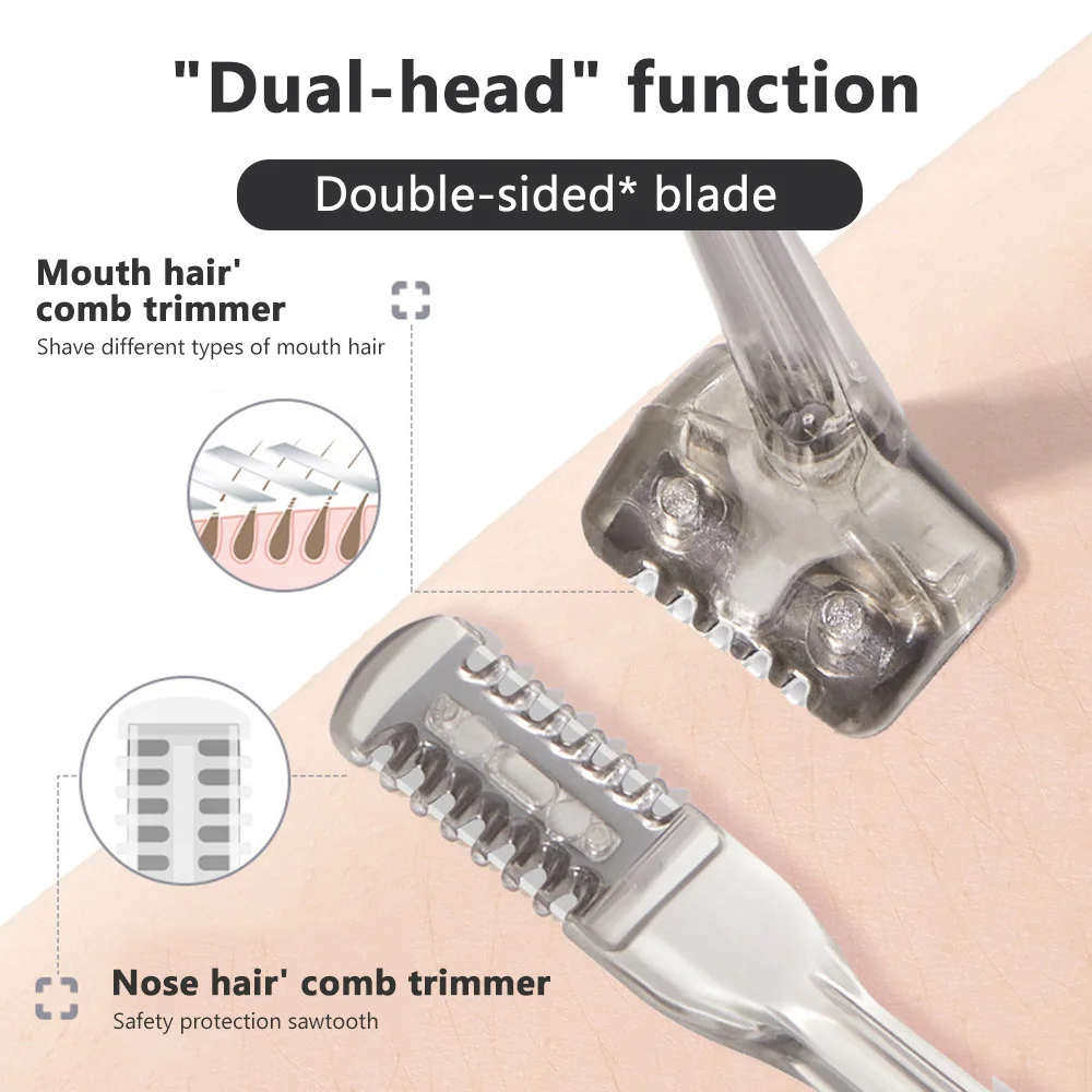 Double Head Nose And Mouth Hair Comb Design Trimmer, Safe And Scratch-poof 360 Degree Rotating Hair Razor Beauty Tool 2