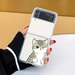 Cute Cat Couple Transparent Paired Phone Case - Galaxy ZFlip 8 (Style 1)