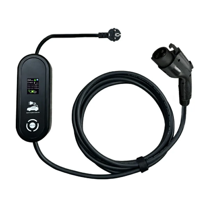 Caricabatterie Portatile Ev Type2 Iec62196-2 16A Evse Cavo Di Ricarica Type1 Sae J1772 Eu Plug Controller Wallbox Per Auto Elettrica