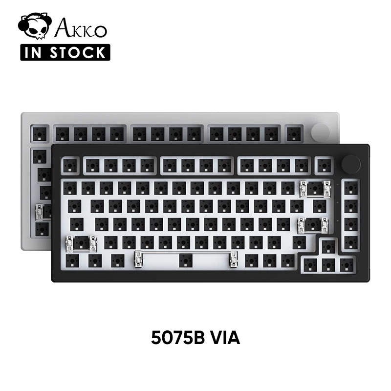 Akko 5075B VIA 키트 75% RGB 3/5 핀 핫 스왑 유선, 2.4G, BT 5.0 무선 맞춤형 기계식 게이밍 키보드 키트, 손잡이 가스켓 포함
