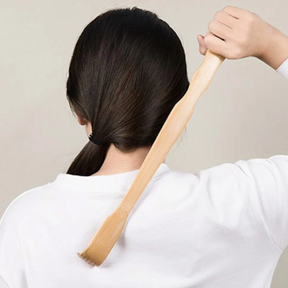 Bamboo back scratcher aid stick scratching massage roller long wooden body large stick for men and women back scratcher massager