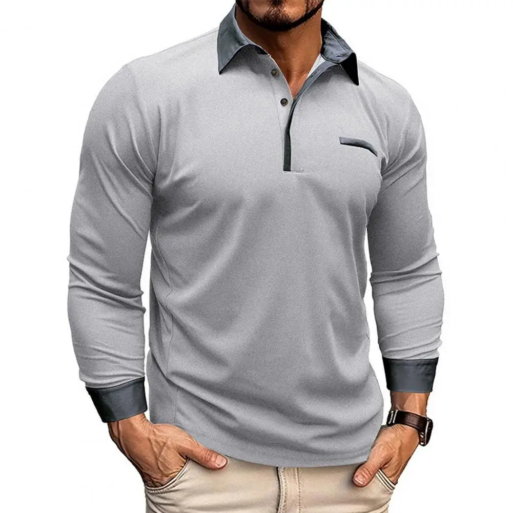 

Men Outdoor Uniform Top Long Sleeve Lapel Collar with Arm Girdle Design Button Closure Blouse Men's Work Tops