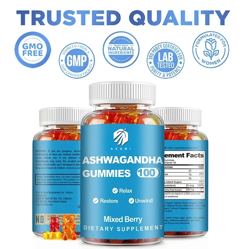 Ashwagandha Gummies-Relieve Stress, Focus, Boost Brain, Replenish Energy, Improve Sleep Health