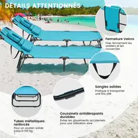 Chaise longue de plage avec trou pour le visage et coussin amovible - Chaise longue portable pour piscine et plage avec design pour se repose-tout-en-seuil et coussin 5