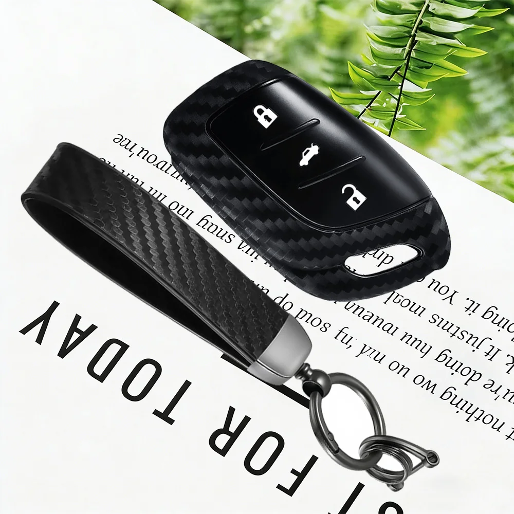 Carbon Fiber Silicone Key Fob Cover Case