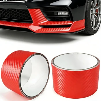 Adesivi per auto in fibra di carbonio rossa 3D, decorazioni per auto in stile sportivo, adatti per modellare la carrozzeria, decorazioni per porte, bagagliaio, parafanghi